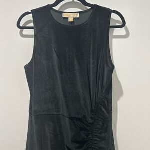 Michael Kors Black Ruched Midi Dress